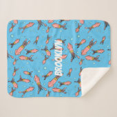 Couverture Sherpa Joli motif caricature de calmar rose (Devant (Horizontal))