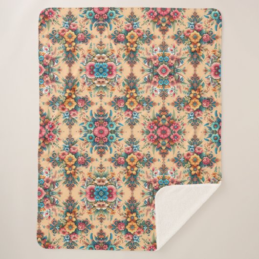 Couverture Sherpa Joli Motif de fleurs (Devant)