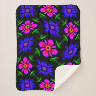 Couverture Sherpa Joli Motif de fleurs roses