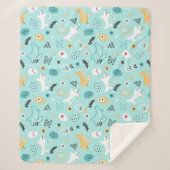 Couverture Sherpa Joli motif de lapin de Pâques Lapins kawaii Œufs (Devant)