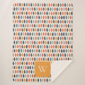 Couverture Sherpa Joli Motif de Monogramme Botanique Bleu Bleu Orang (Devant)