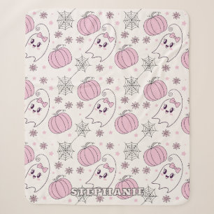 Couverture Sherpa Joli motif d'Halloween citrouille rose