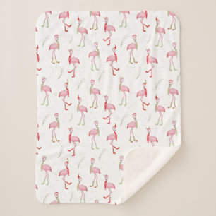 Couverture Sherpa Joli motif flamant rose Noël