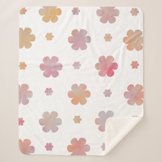 Couverture Sherpa Joli Motif orange et rose (Devant)