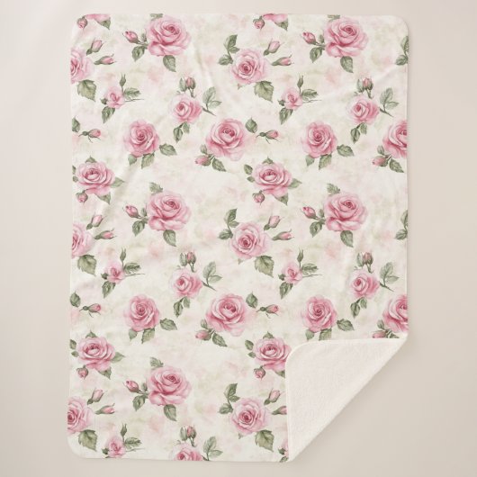 Couverture Sherpa Joli Noël Floral Rose Rose (Devant)