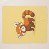 Couverture Sherpa Joli panda roux sur fond jaune (Devant (Horizontal))