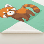 Couverture Sherpa Joli panda roux sur fond vert (3/4)