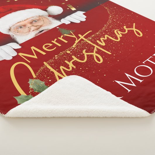 Couverture Sherpa Joli Père Noël Joyeux Noël Texte personnalisé (3/4)