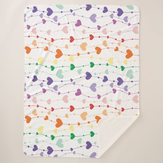 Couverture Sherpa Joli Rainbow Hearts Enfants Motifs (Devant)