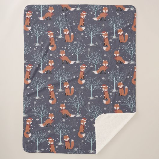 Couverture Sherpa Joli renard d'hiver (Devant)