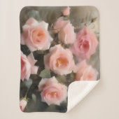 Couverture Sherpa Joli rose roses aquarelle peinture (Devant)