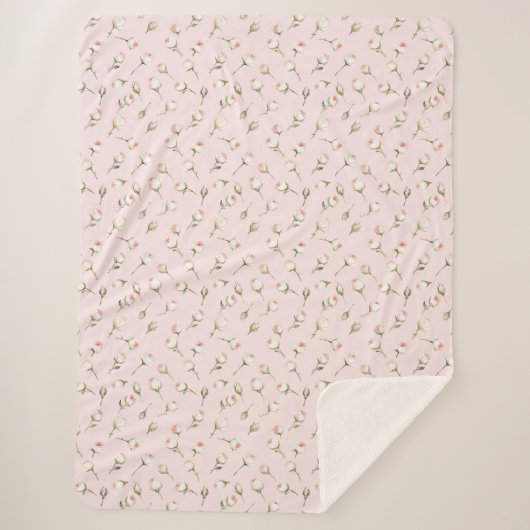 Couverture Sherpa Joli rose Roses Blanches Floral (Devant)