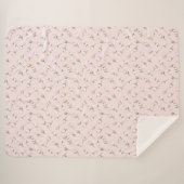 Couverture Sherpa Joli rose Roses Blanches Floral (Devant (Horizontal))