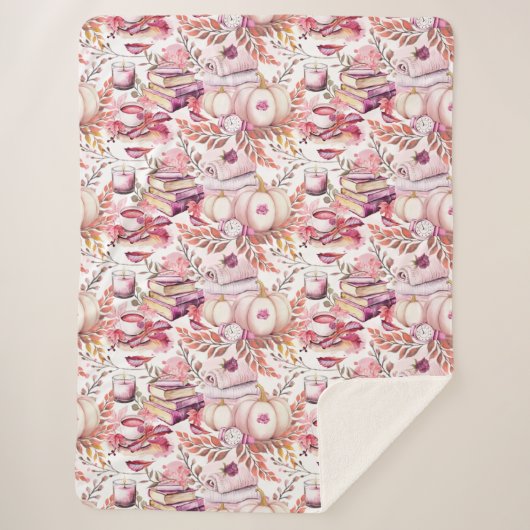 Couverture Sherpa Joli Shabby Chick Motif d'automne (Devant)