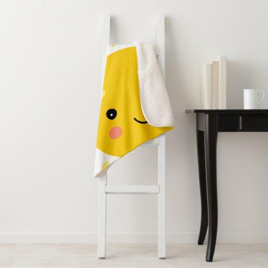 Couverture Sherpa Joli Soleil Jaune Nom Monogramme Bébé (En situation)