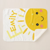 Couverture Sherpa Joli Soleil Jaune Nom Monogramme Bébé (Devant (Horizontal))