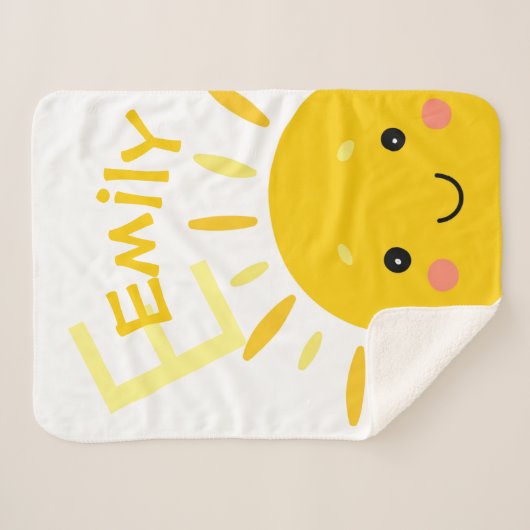Couverture Sherpa Joli Soleil Jaune Nom Monogramme Bébé (Devant (Horizontal))