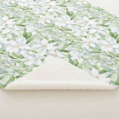 Couverture Sherpa Jolie aquarelle Fleurs blanches Sage Vert Foliage (3/4)
