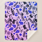 Couverture Sherpa Jolie et amusante Halloween violet, bleu et noir (Devant)
