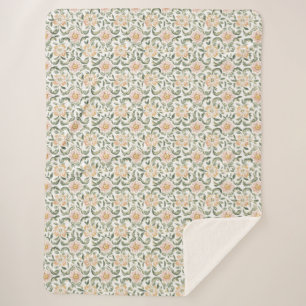 Couverture Sherpa Jolie Fête Fleurie aux Feuilles Vertes Rose Foncé