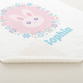 Couverture Sherpa Jolie fille lapin rose lapin Monogramme floral (3/4)