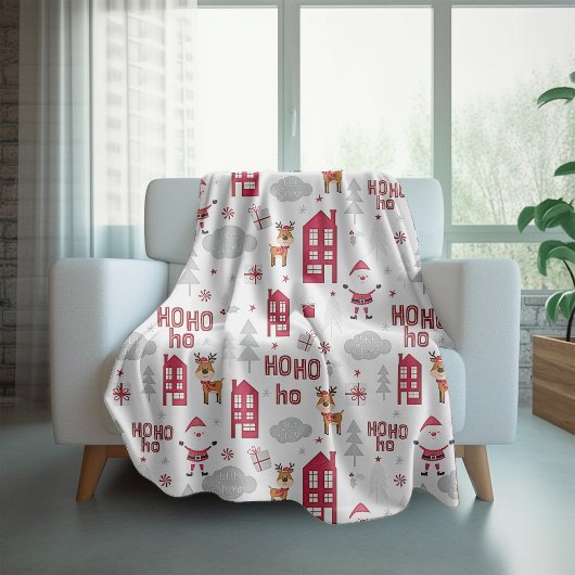 Couverture Sherpa Jolie Noël Père Noël Reindeer Vacances d'hiver