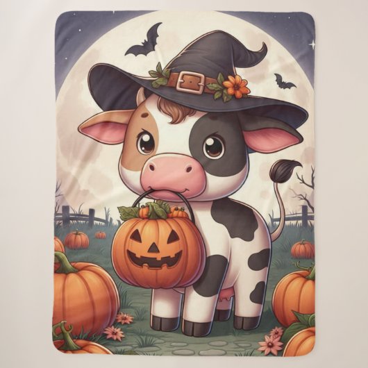 Couverture Sherpa Jolie vache sorcière Halloween (Devant)