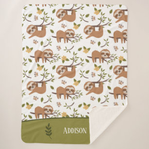 Couverture Sherpa Jolies fentes dormant sur les branches d'arbre Mot