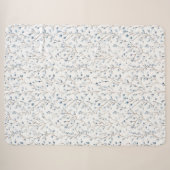 Couverture Sherpa Jolies Fleurs Blanches Bleues (Devant (Horizontal))