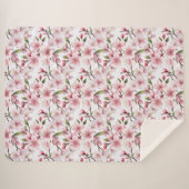 Couverture Sherpa Jolies fleurs de cerisier roses (Devant (Horizontal))