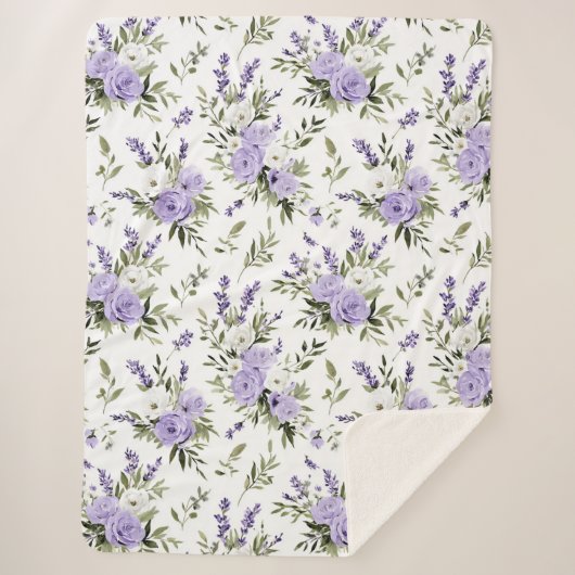 Couverture Sherpa Jolies Fleurs de Lavande (Devant)