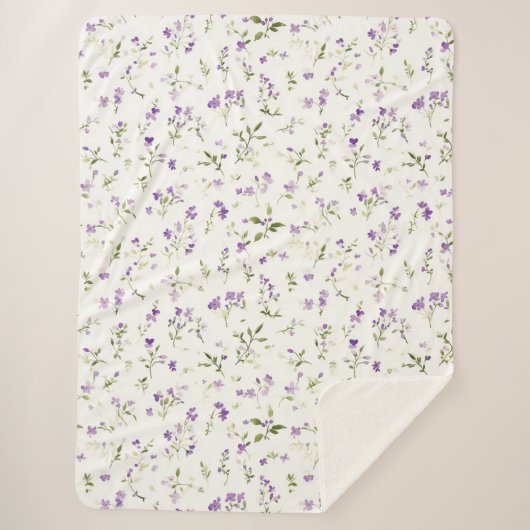 Couverture Sherpa Jolies Fleurs Lavande (Devant)