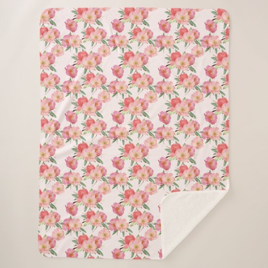Couverture Sherpa Jolies Fleurs Roses (Devant)