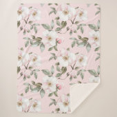 Couverture Sherpa Jolies fleurs roses blanches   (Devant)
