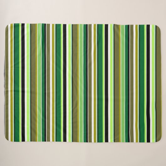 Couverture Sherpa Jolies rayures vertes et blanches (Devant (Horizontal))