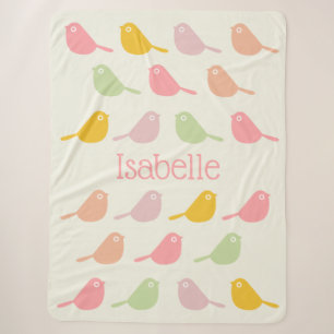 Couverture Sherpa Jolis Oiseaux Personnalisés Couleurs Pastel pour F