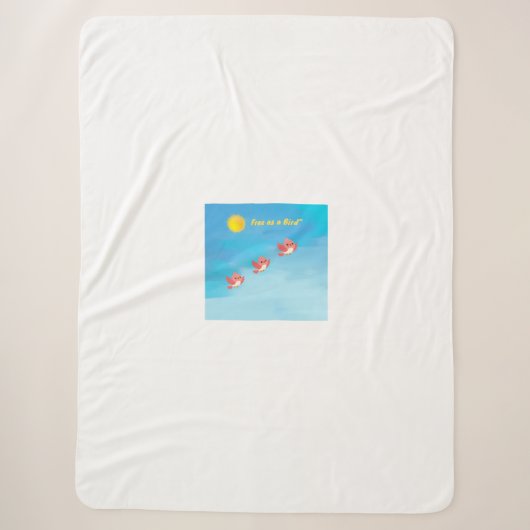 Couverture Sherpa Jolis Petits Oiseaux Volant dans le Ciel Bleu Enfa (Devant)