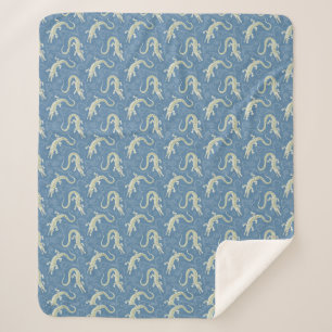 Couverture Sherpa Jouer Alligator Vert Paisley sur Bleu