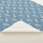 Couverture Sherpa Jouer Alligator Vert Paisley sur Bleu (3/4)