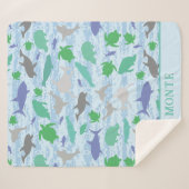 Couverture Sherpa Jouer Blue Green Ocean Life Design (Devant (Horizontal))