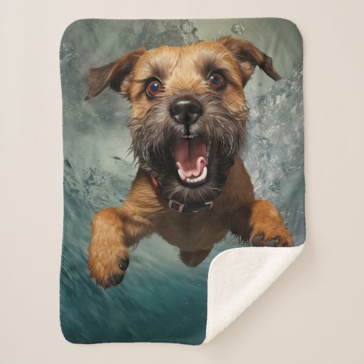 Couverture Sherpa Jouer Chien nager Design sous-marin (Devant)