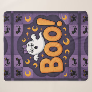 Couverture Sherpa Jouer Halloween Quilt, Fleece Blanket -Boo!