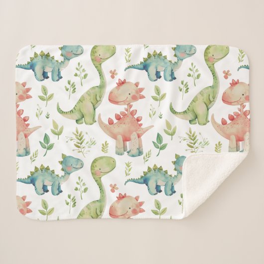 Couverture Sherpa Jouer mignon dinosaures (Devant (Horizontal))