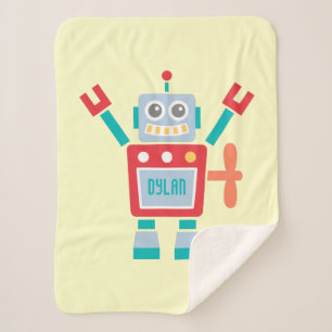 Couverture Sherpa Jouet Robot Mignon Vintage Personnalisé