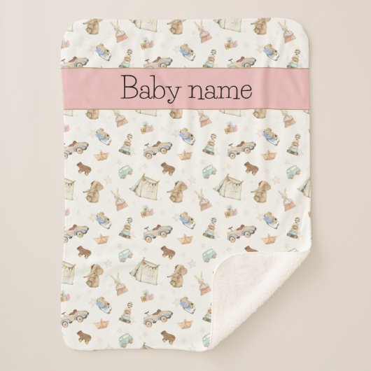 Couverture Sherpa Jouets vintages poussette pour bébé (Devant)
