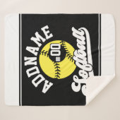 Couverture Sherpa Joueur de softball personnalisé AJOUTER LE NOM Équ (Devant (Horizontal))