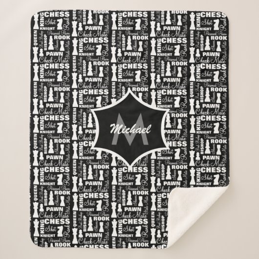 Couverture Sherpa Joueur d'échecs thème Cool Monogramme (Devant)