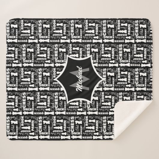 Couverture Sherpa Joueur d'échecs thème Cool Monogramme (Devant (Horizontal))