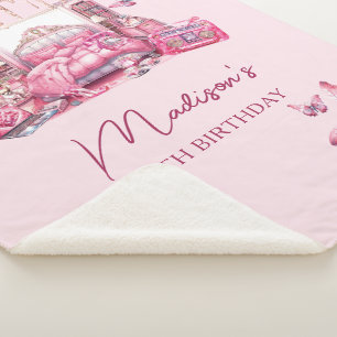Couverture Sherpa Jour d'anniversaire de la fille de l'aube rose mig