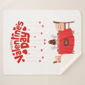 Couverture Sherpa Jour de la Saint-Valentin Chocolats Mignons Cœurs (Devant (Horizontal))